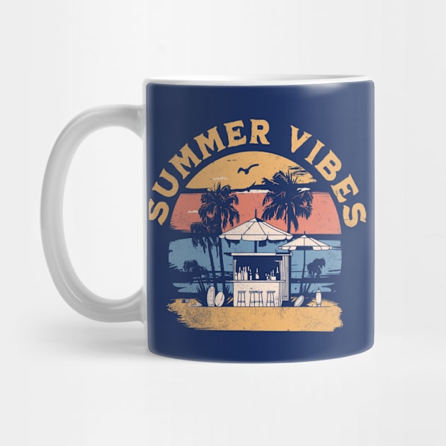 Summer Vibes - Palm Trees Beach Retro Tropical Summer by OrangeMonkeyArt